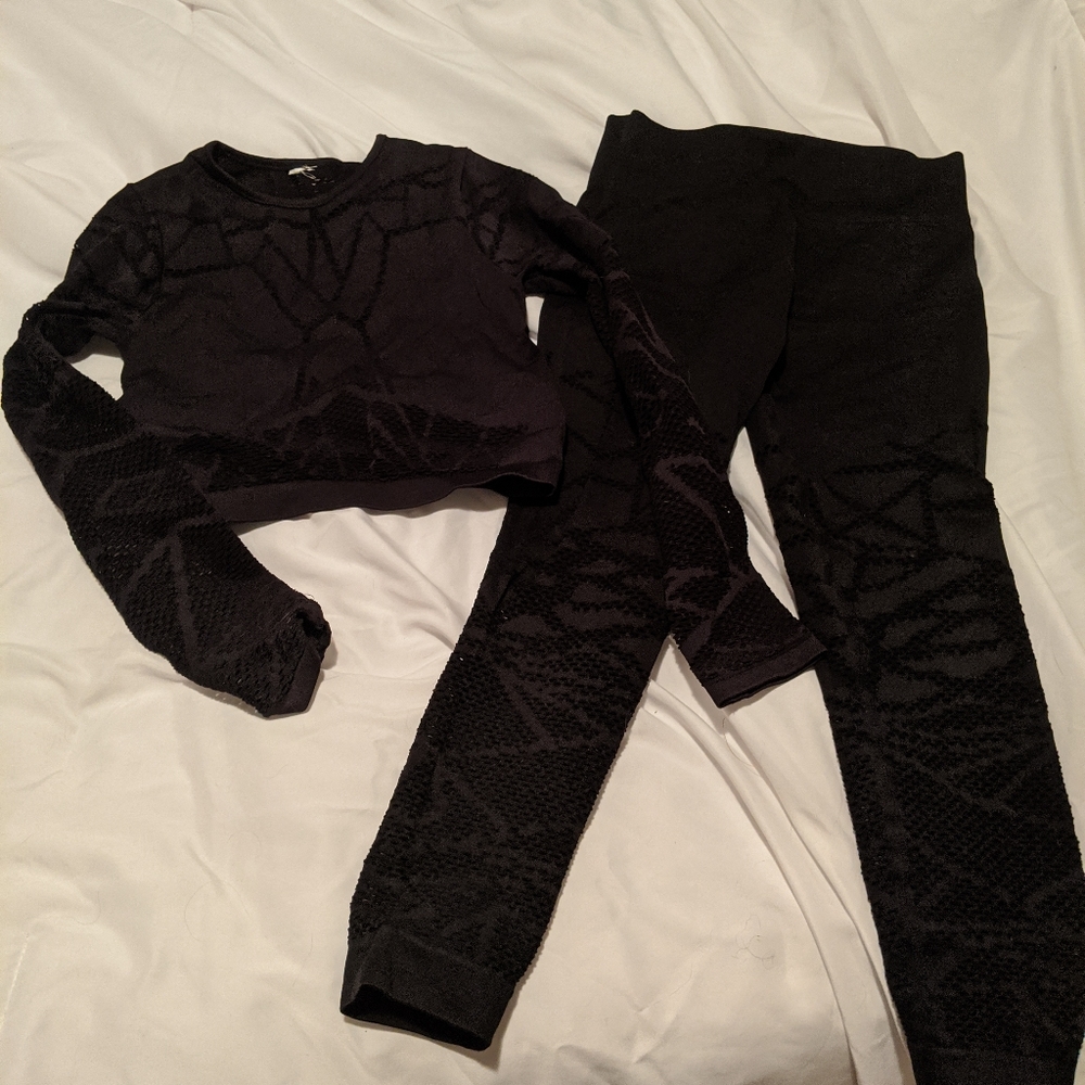 Burnout Long Sleeve Crop and High Waisted Leggings